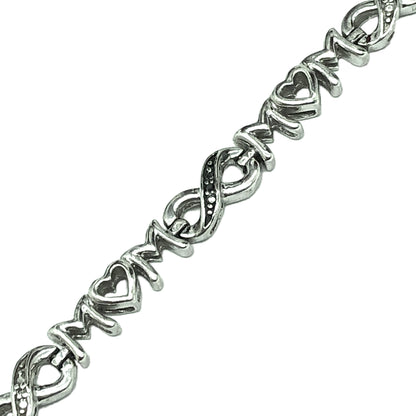Jewelry Pre-owned | Womens Sterling Silver Black White Diamond Mom Tennis Bracelet - Blingschlingers Jewelry