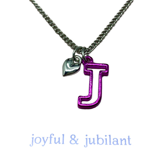 Girls Inspirational Letter Initial J Necklace + Heart Charm