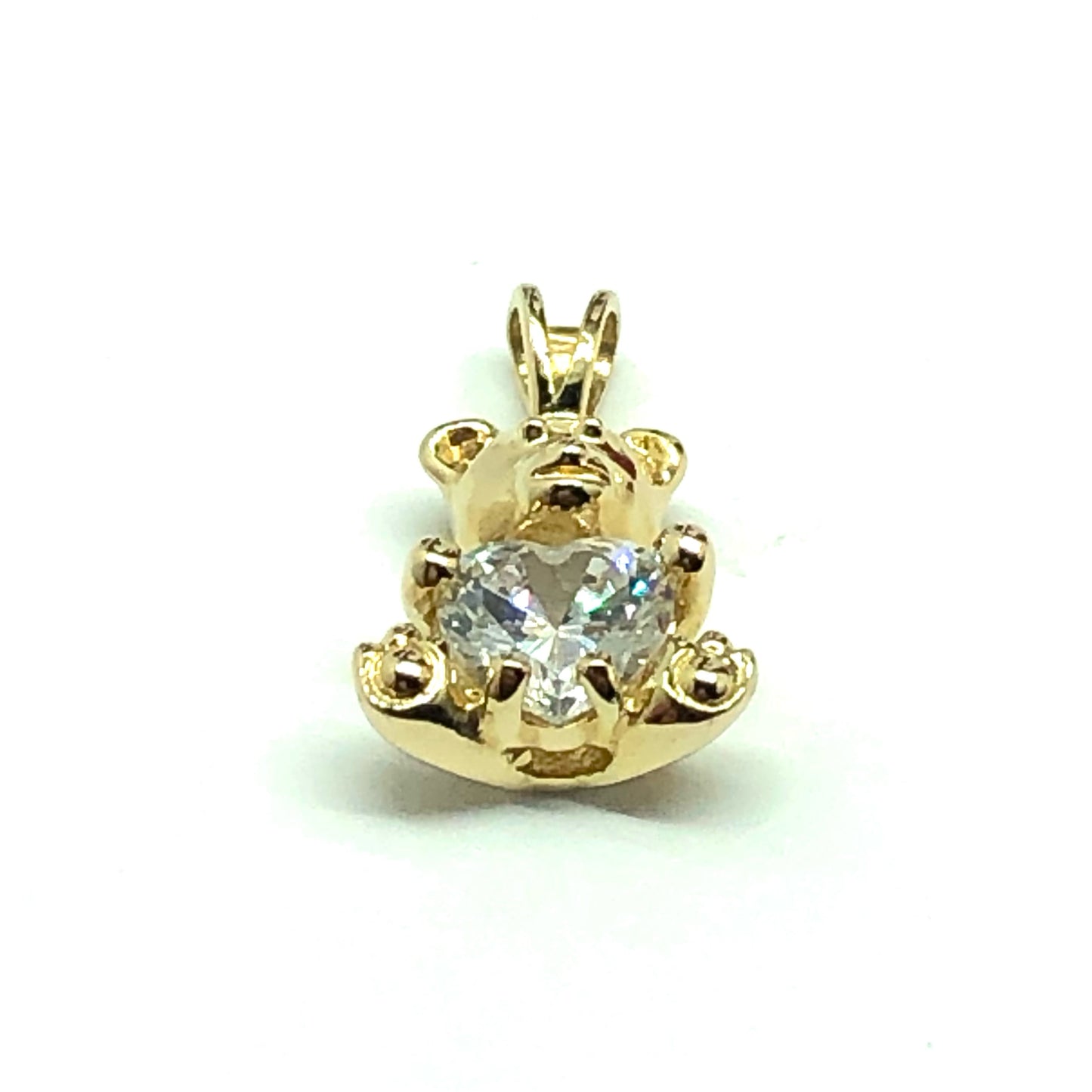 Jewelry - Womens Gold Sterling Silver April Birthstone Teddy Bear Pendant