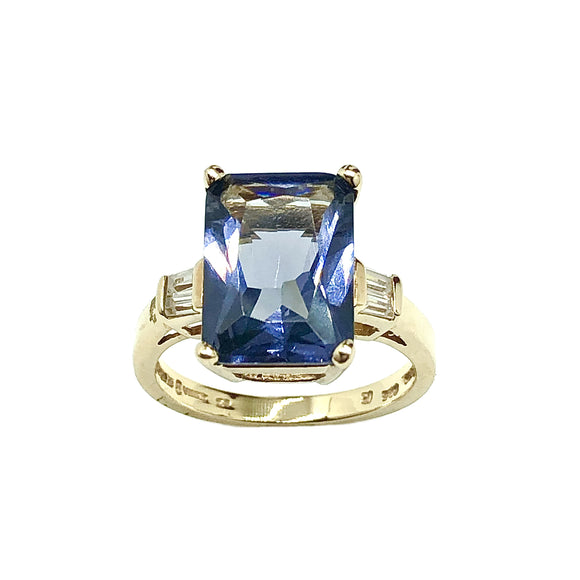 Gold Ring Womens Silver Iolite Purple Cz Stone Gold Ring sz9 | Fine Fashion Jewelry