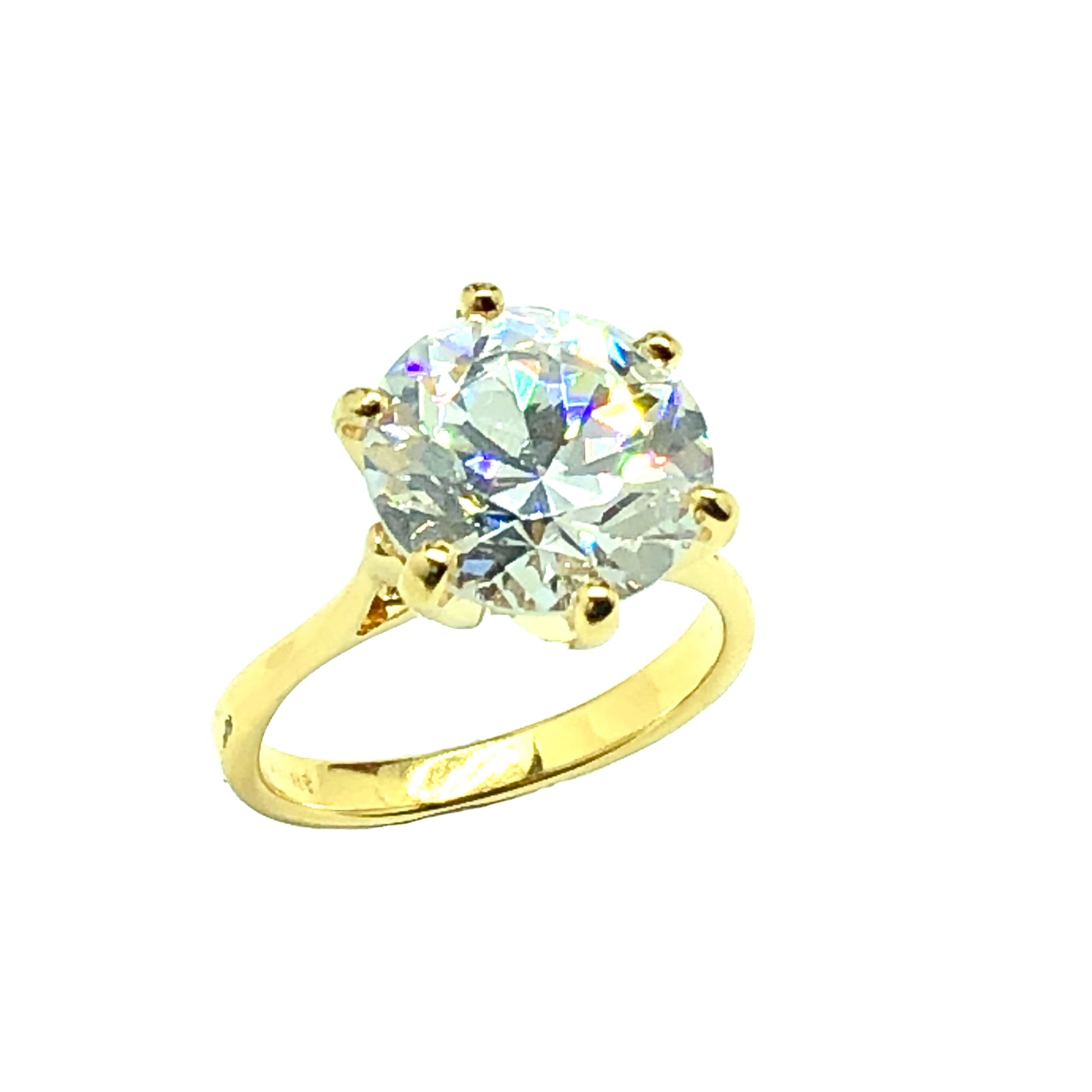Jewelry used| SassY Gold Sterling Silver BIG 8ct Diamond Alternative Cz Ring  - Blingschlingers USA