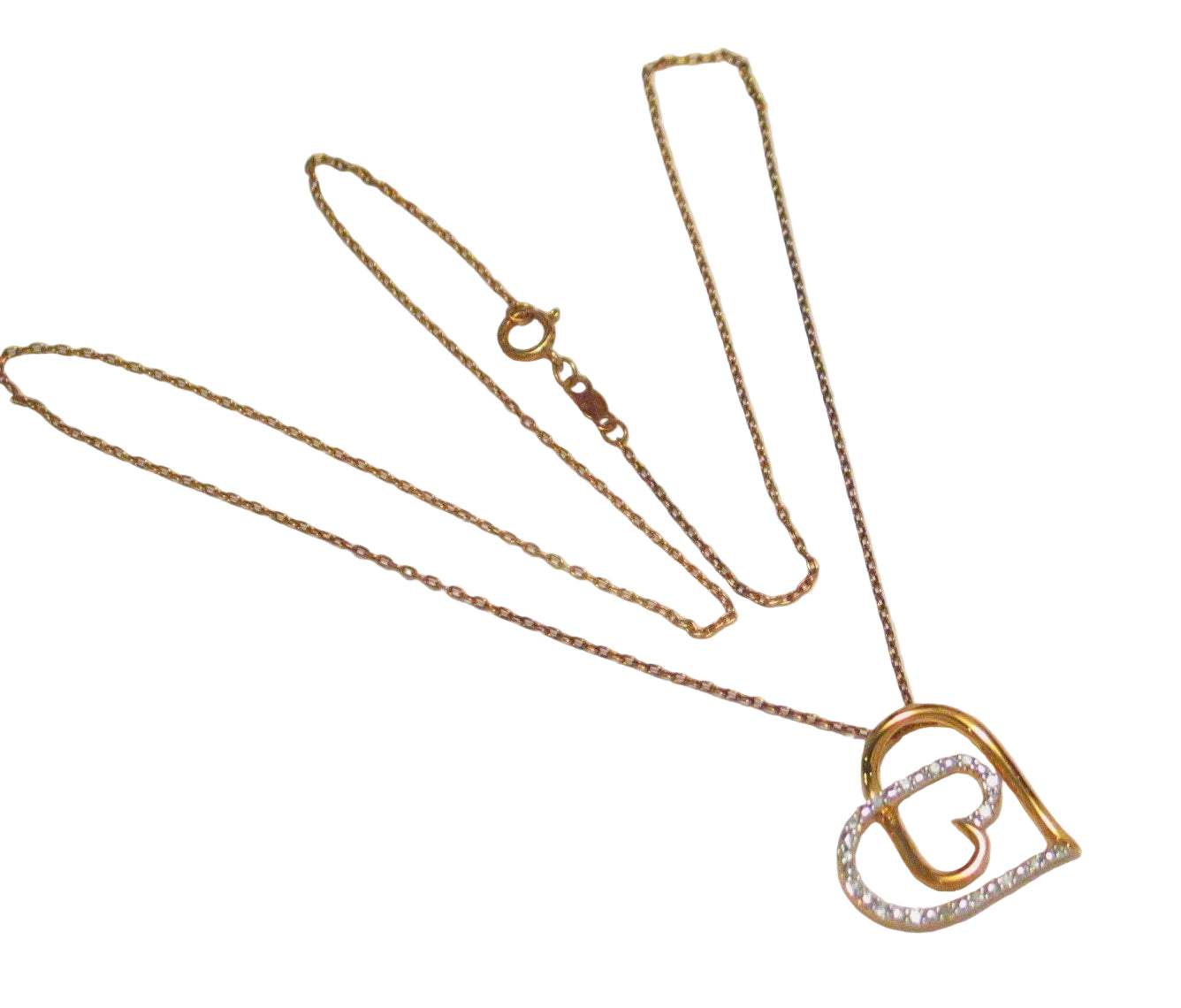 Diamond Heart Necklace Gold Plated Sterling Silver