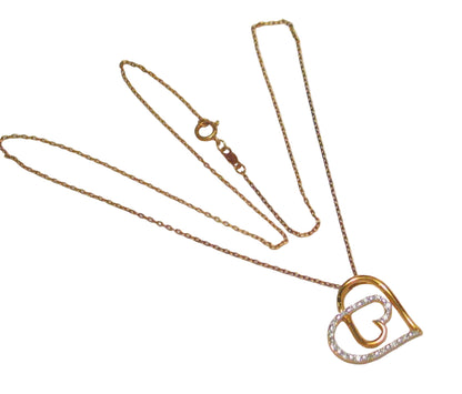 Diamond Heart Necklace Gold Plated Sterling Silver