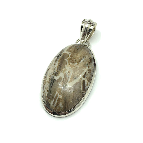 Pendants Oval Design Earth Tone Granite Stone Sterling Silver (Affordable Trending Commercial Prop) - Blingschlingers Jewelry
