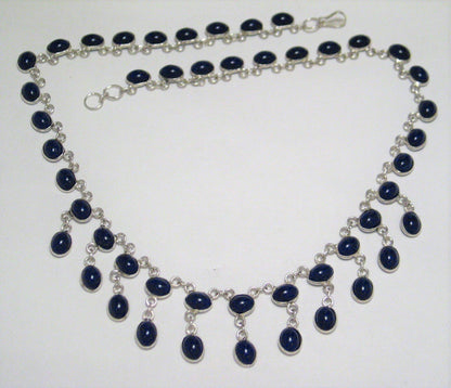 Jewelry > Necklaces > Womens Beautiful Sterling Silver Blue Collar Bib Necklace