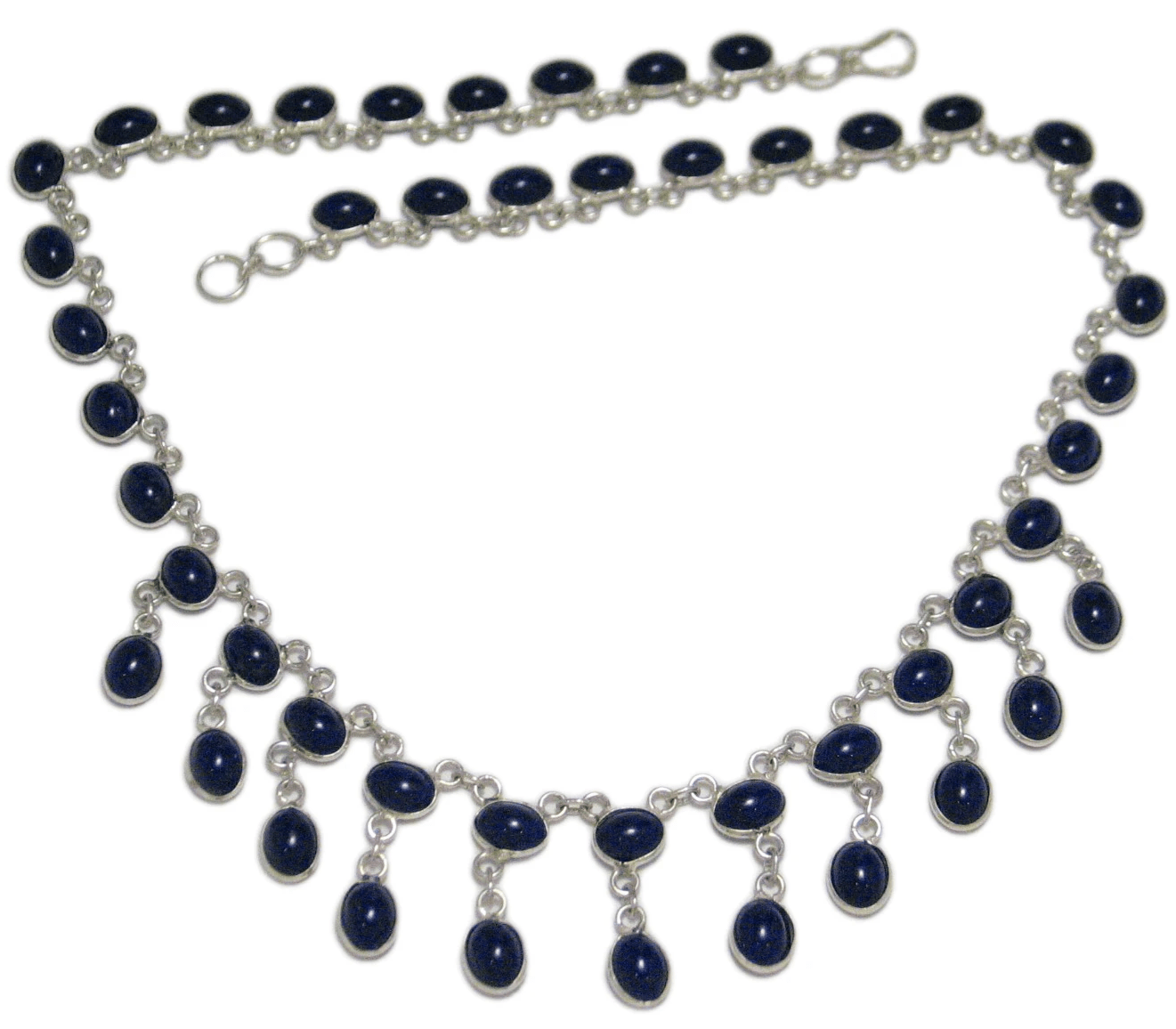 Jewelry > Necklaces > Womens Beautiful Sterling Silver Blue Collar Bib Necklace - Blingschlingers Jewelry