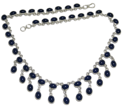 Jewelry > Necklaces > Womens Beautiful Sterling Silver Blue Collar Bib Necklace - Blingschlingers Jewelry