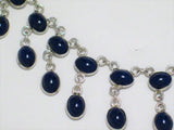 Jewelry > Necklaces > Womens Beautiful Sterling Silver Blue Collar Bib Necklace- Blingschlingers Jewelry
