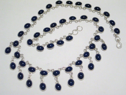 Jewelry > Necklaces > Womens Beautiful Sterling Silver Blue Collar Bib Necklace