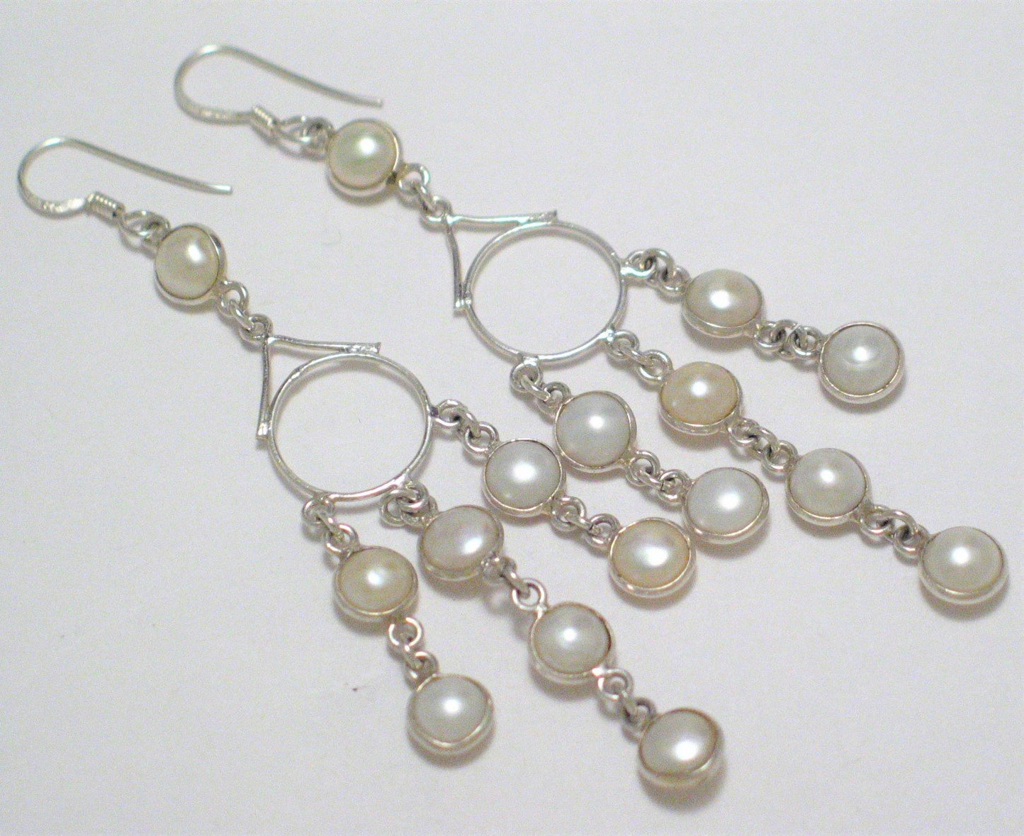 Accessories > Jewelry > Earrings >Womens Sterling Silver Pearl Chandelier Earrings