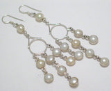 Accessories > Jewelry > Earrings >Womens Sterling Silver Pearl Chandelier Earrings