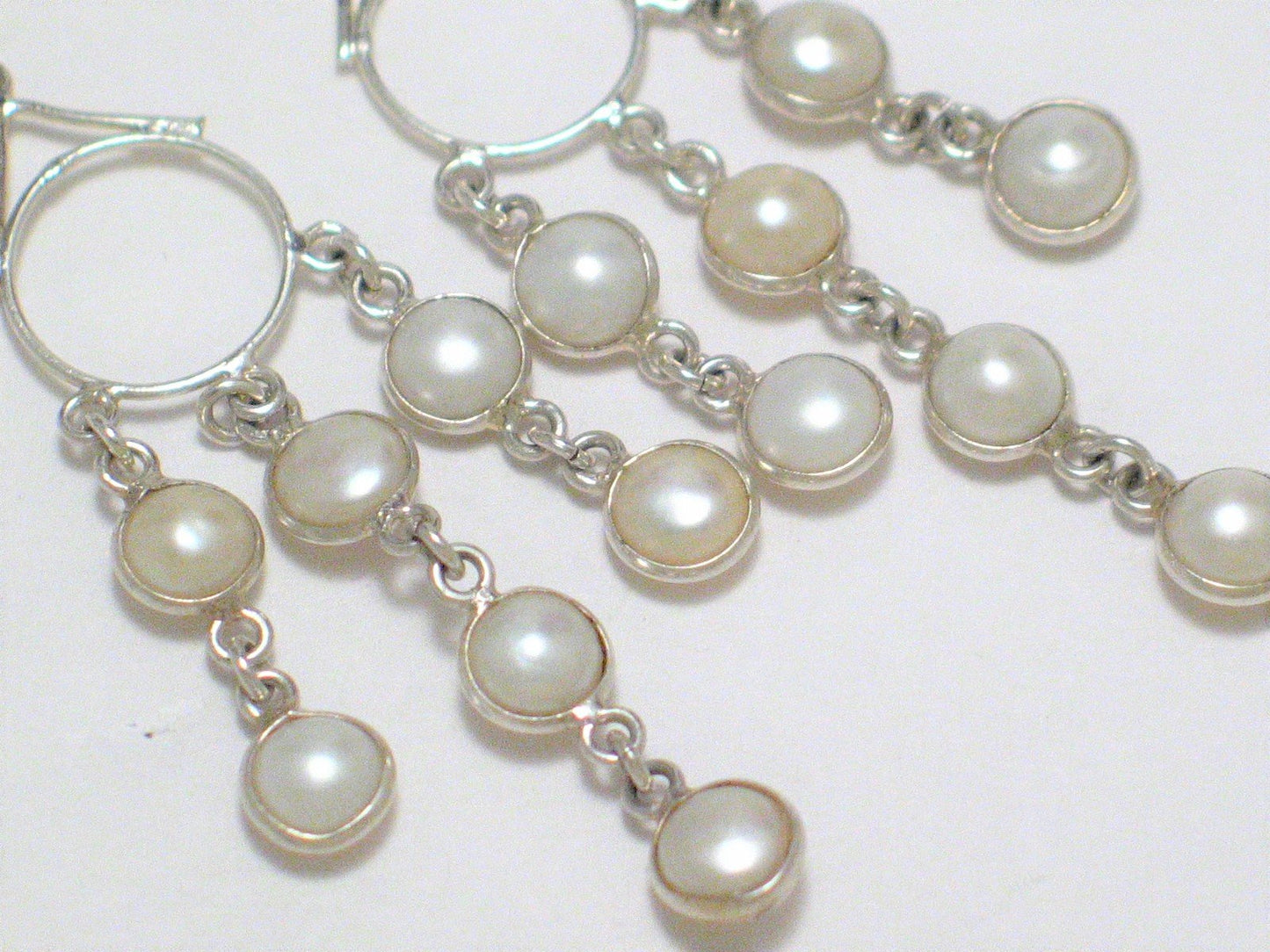 Pearl Waterfall | Sterling Silver Chandelier Earrings - Blingschlingers Jewelry