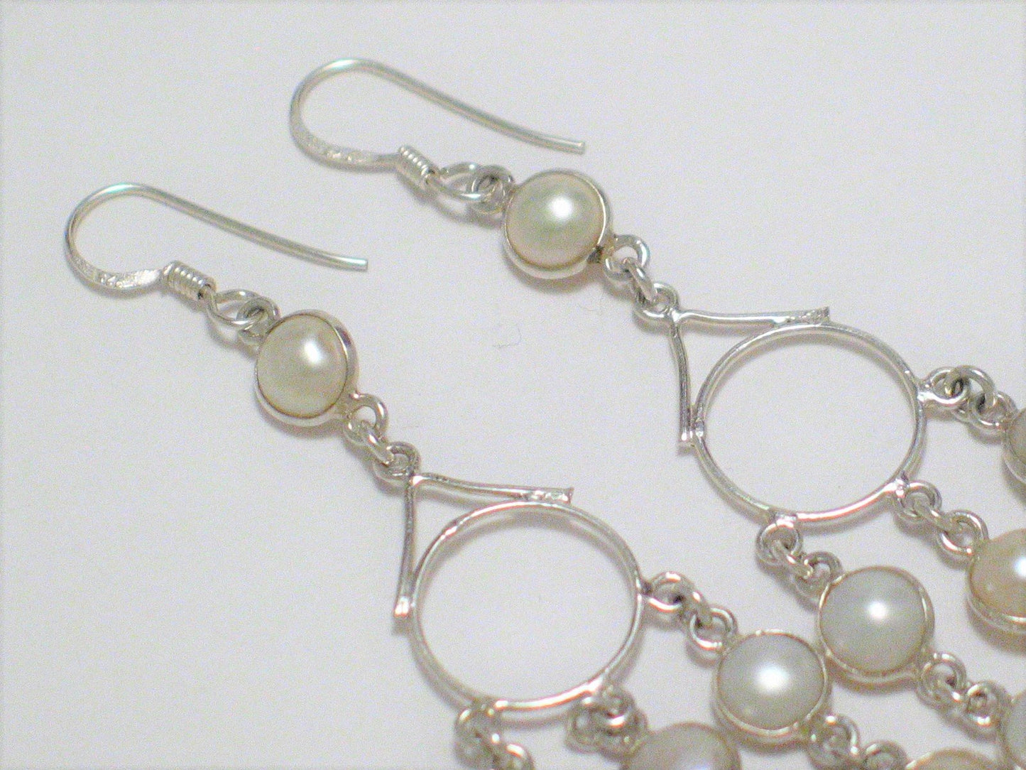 Pearl Waterfall | Sterling Silver Chandelier Earrings - Blingschlingers Jewelry