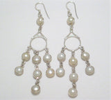 Pearl Waterfall | Sterling Silver Chandelier Earrings - Blingschlingers Jewelry