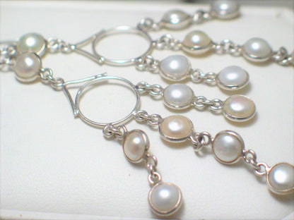 Accessories > Jewelry > Earrings >Womens Sterling Silver Pearl Chandelier Earrings