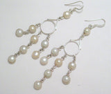 Accessories > Jewelry > Earrings >Womens Sterling Silver Pearl Chandelier Earrings