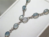 Jewelry > Necklaces > Womens Sterling Silver Baby Blue Gray Chalcedony Stone Y Necklace