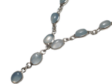 Jewelry > Necklaces > Womens Sterling Silver Baby Blue Gray Chalcedony Stone Y Necklace - Blingschlingers Jewelry
