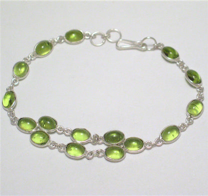 Tennis Bracelet, Sterling Silver 8.5" Vibrant Limon Green Stone Tennis Bracelet