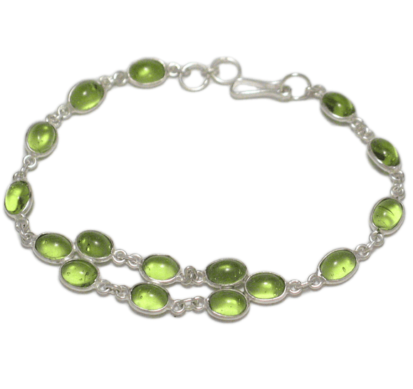 Jewelry > Bracelet > Womens Sterling Silver Vibrant Limon Green Stone Tennis Bracelet  8.5