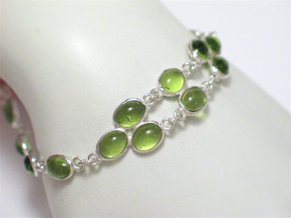 Tennis Bracelet, Sterling Silver 8.5" Vibrant Limon Green Stone Tennis Bracelet