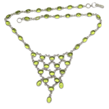 Jewelry > Necklaces > Womens Sterling Silver Limon Green Stone Waterfall Tennis Necklace - Blingschlingers Jewelry