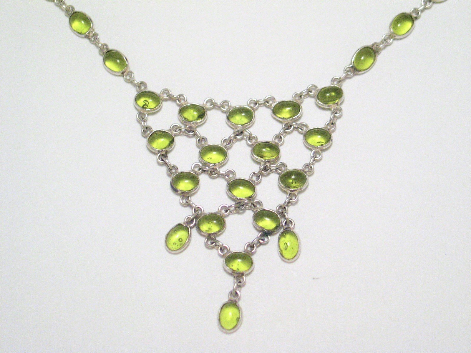 Jewelry > Necklaces > Womens Sterling Silver Limon Green Stone Waterfall Tennis Necklace