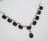 Jewelry > Necklaces > Womens Sterling Silver Midnight Blue Goldstone Y Necklace- Blingschlingers Jewelry