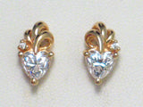 Accessories > Jewelry > Earrings 14k Gold Graceful Ribbons Diamonique Cz Heart Earrings- Blingschlingers Jewelry