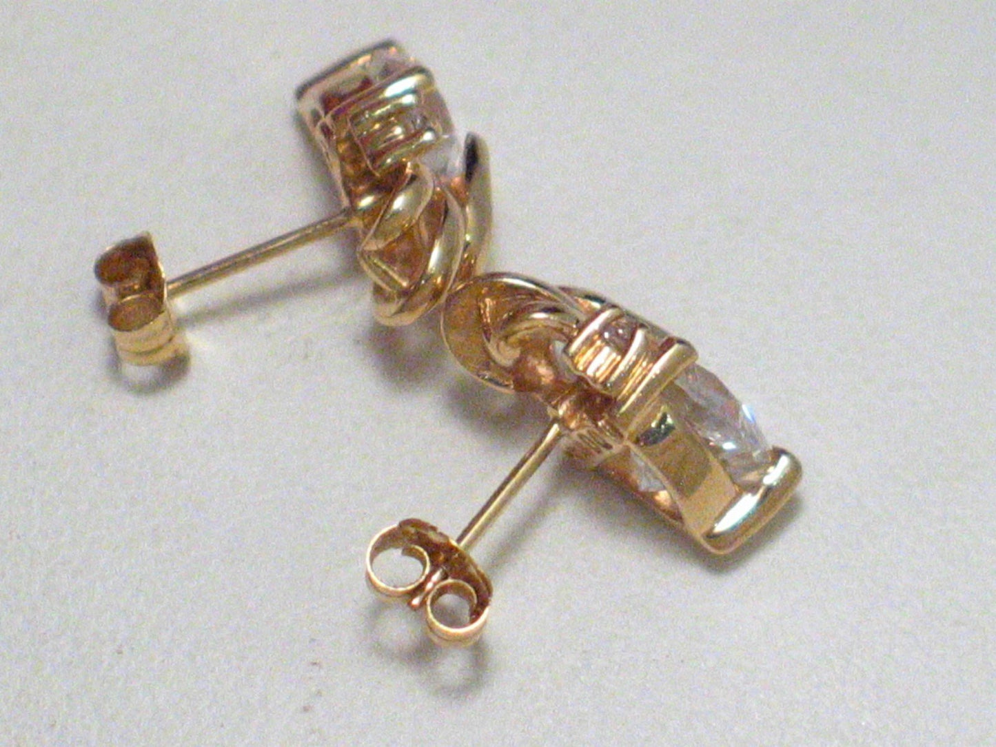 Accessories > Jewelry > Earrings 14k Gold Graceful Ribbons Diamonique Cz Heart Earrings