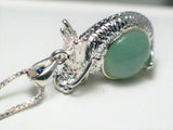 Jewelry Necklace Mens Womens 24" Sterling Silver Green Jade Dragon Pendant Necklace