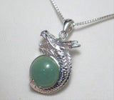Jewelry Necklace Mens Womens 24" Sterling Silver Green Jade Dragon Pendant Necklace - Blingschlingers Jewelry