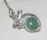 Jewelry Necklace Mens Womens 24" Sterling Silver Green Jade Dragon Pendant Necklace
