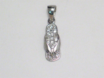 My Casual Fridays | Flip Flop Sandal Pendant Sterling Silver w/ Cz - Blingschlingers Jewelry