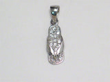 My Casual Fridays | Flip Flop Sandal Pendant Sterling Silver w/ Cz - Blingschlingers Jewelry