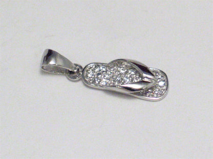 My Casual Fridays | Flip Flop Sandal Pendant Sterling Silver w/ Cz - Blingschlingers Jewelry