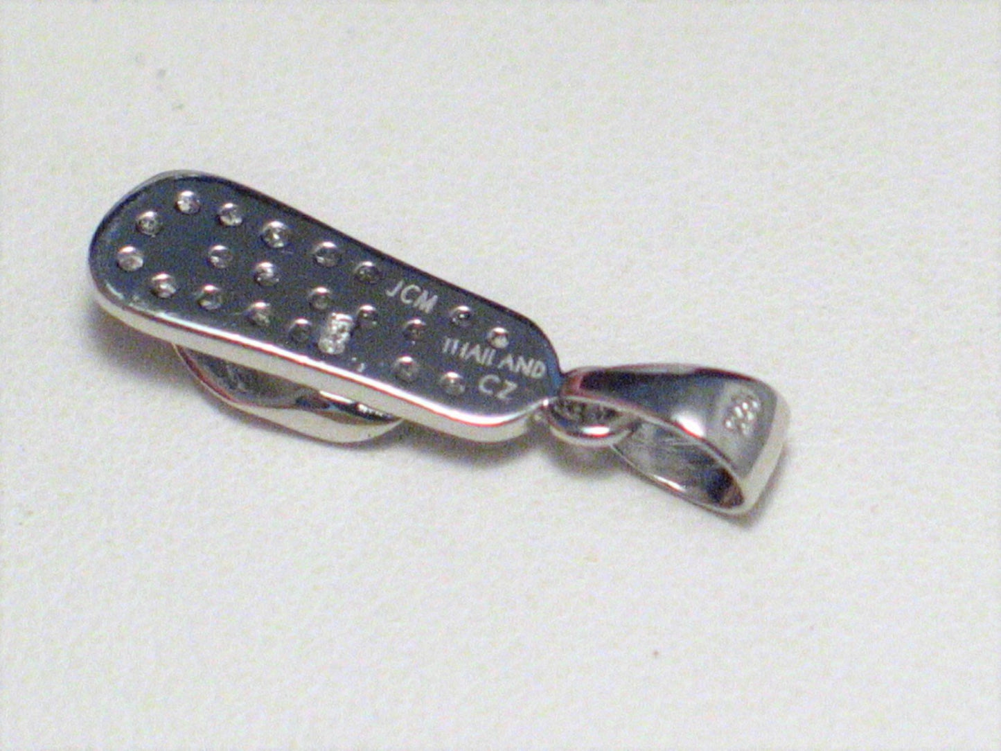 Jewelry Pendant Sterling Silver Pave Cubic Zirconia Sandal Flip Flop Pendant