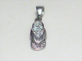 Jewelry Pendant Sterling Silver Pave Cubic Zirconia Sandal Flip Flop Pendant