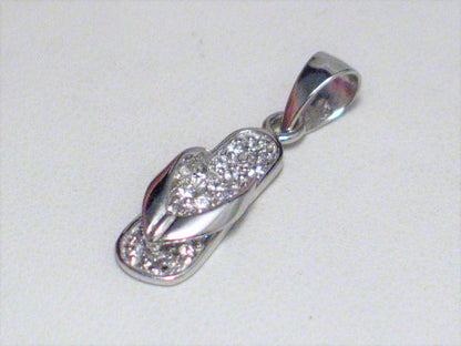 Flip-flop Pendant, Mens Womens Shimmery Cubic Zirconia Sandal, Sterling Silver Pendant- Blingschlingers Jewelry