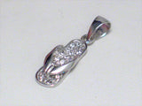 Jewelry Pendant Sterling Silver Pave Cubic Zirconia Sandal Flip Flop Pendant - Blingschlingers Jewelry