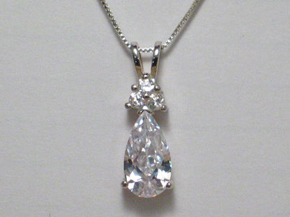 Jewelry Necklace | Womens Sterling Silver 18" Sparkly Tear Drop Cz Pendant Necklace