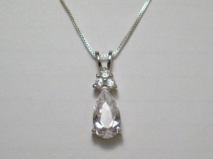 Jewelry Necklace | Womens Sterling Silver 18" Sparkly Tear Drop Cz Pendant Necklace