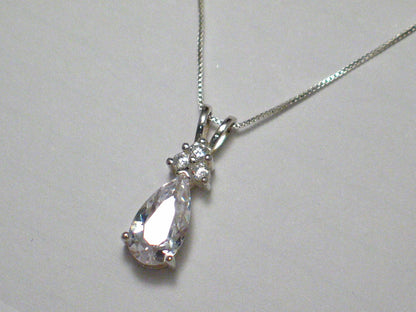 Jewelry Necklace | Womens Sterling Silver 18" Sparkly Tear Drop Cz Pendant Necklace