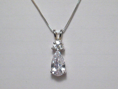 Jewelry Necklace | Womens Sterling Silver 18" Sparkly Tear Drop Cz Pendant Necklace