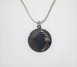 Used Jewelry Necklace | Womens 16" Sterling Silver Etched Floral Design Engraveable Reflective Disc Pendant Necklace