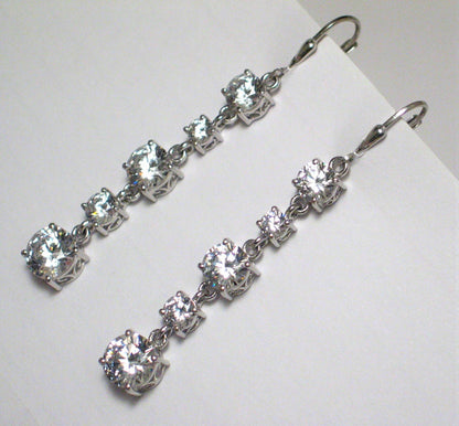Jewelry Earrings | Womens Ultimate Shimmer Sterling Silver Long Cz Dangle Earrings - Blingschlingers Jewelry