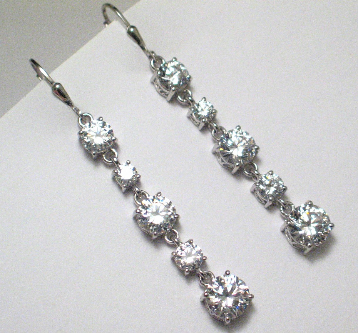 Jewelry Earrings | Womens Ultimate Shimmer Sterling Silver Long Cz Dangle Earrings - Blingschlingers Jewelry