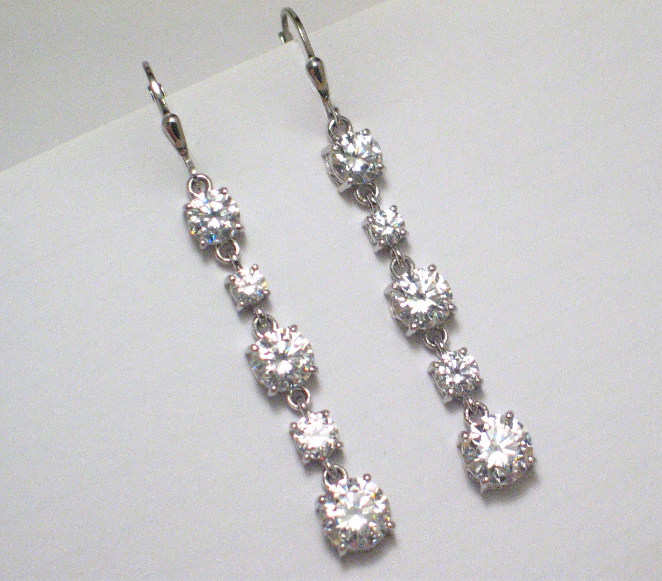 Jewelry Earrings | Womens Ultimate Shimmer Sterling Silver Long Cz Dangle Earrings
