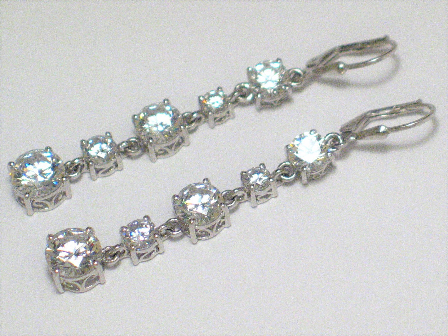 Jewelry Earrings | Womens Ultimate Shimmer Sterling Silver Long Cz Dangle Earrings