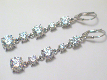 Jewelry Earrings | Womens Ultimate Shimmer Sterling Silver Long Cz Dangle Earrings